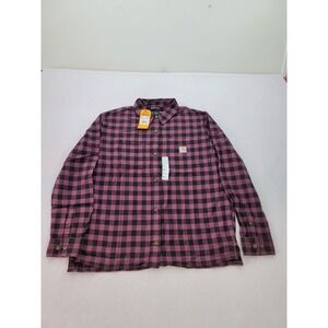 NWT‎ Carhartt Rugged Flex Loose Fit Midweight Flannel LS Plaid Shirt Womens M